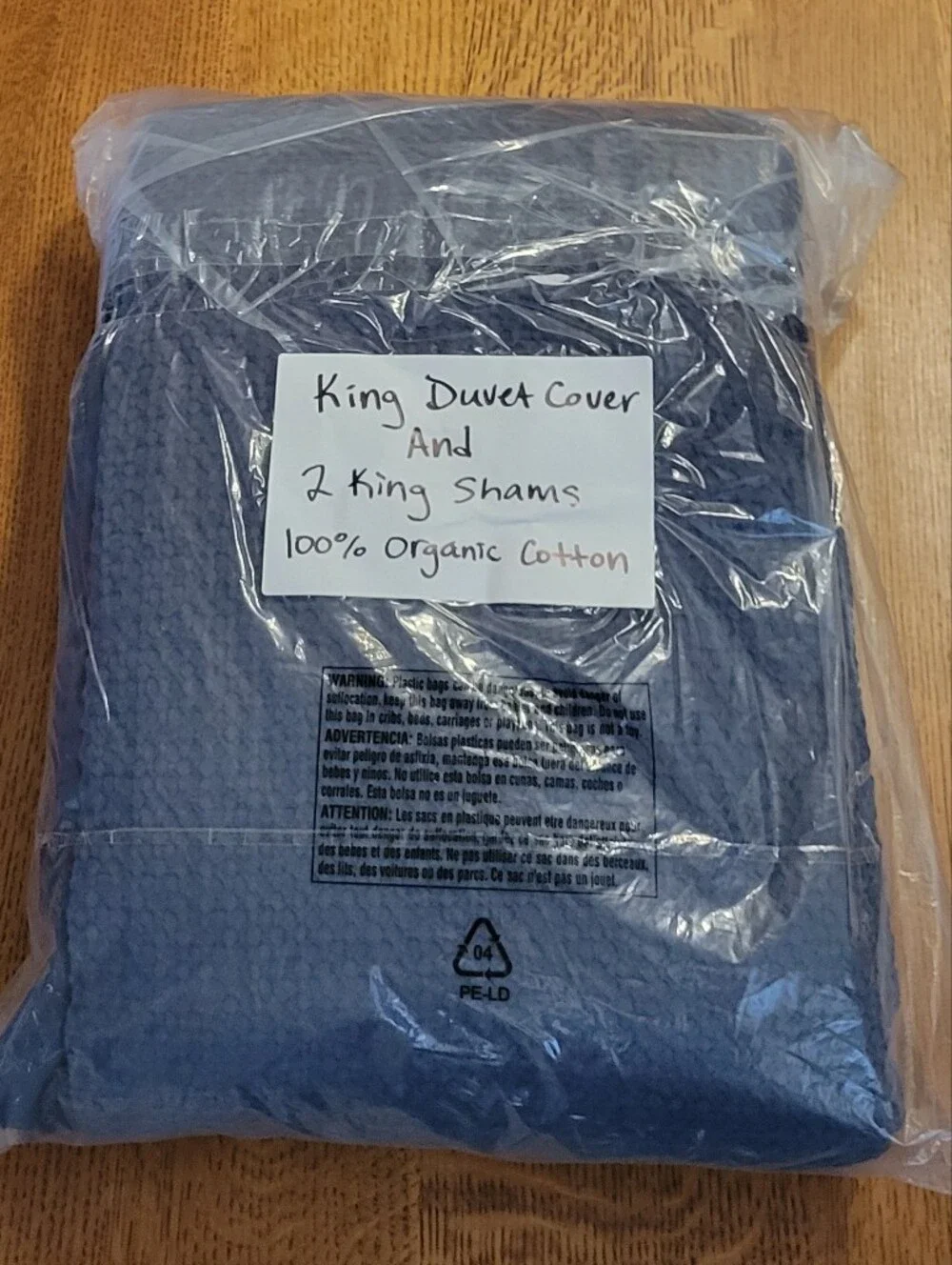 Quince Organic Luxe Honeycomb Duvet Cover Set - Mineral (Dark Dusky Blue)